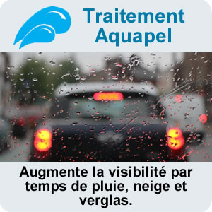 Traitement Aquapel - Augmente la visibilité par temps de pluie, neige et verglas.